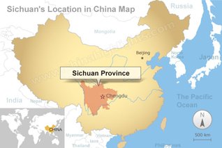 Sichuan location in China map